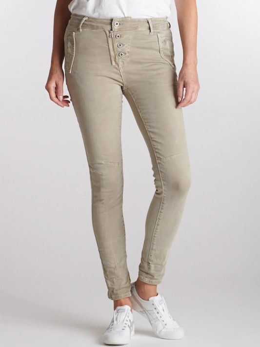 Italian Star Button Classic Jean Beige