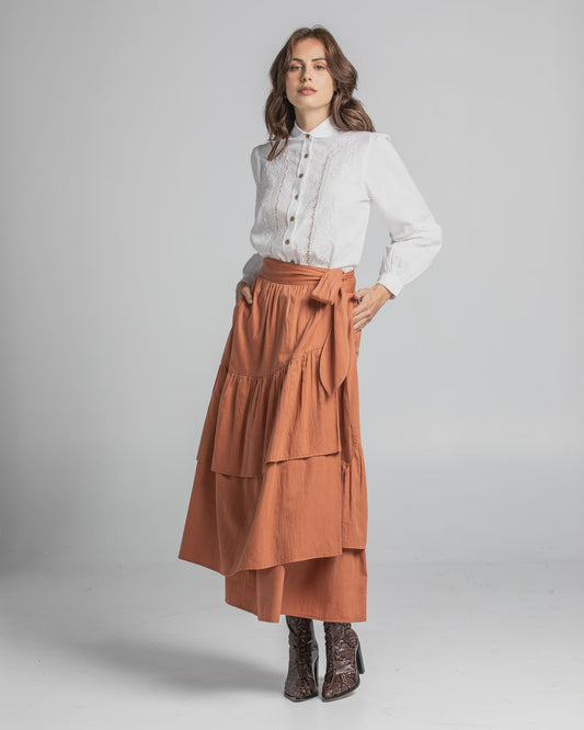 Boom Shankar Elio Wrap Skirt Rust