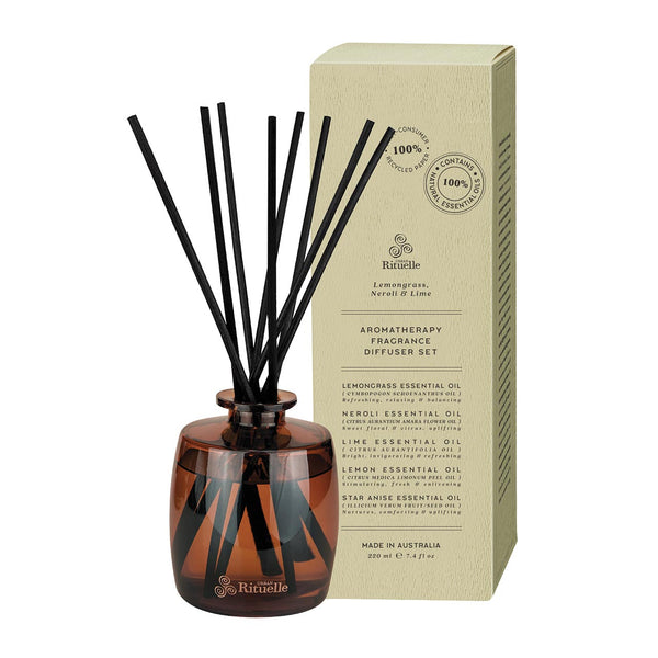 Urban Rituelle Natural Remedy Aromatherapy Fragrance Diffuser Set Lemongrass 220ml