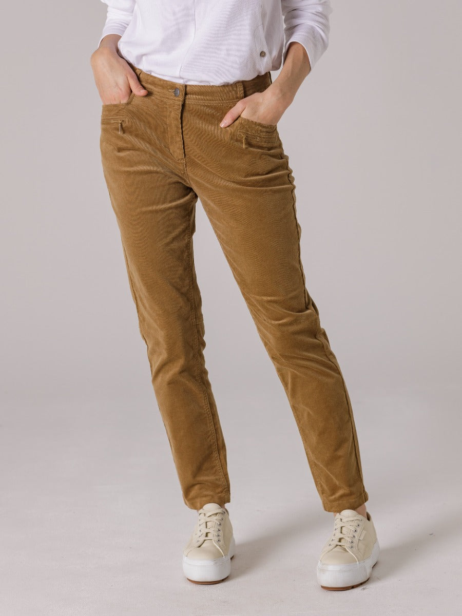 Yarra Trail Slimline Cord Pants Ochre